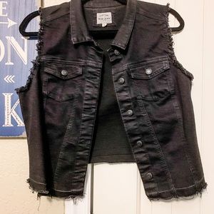 Black denim vest
